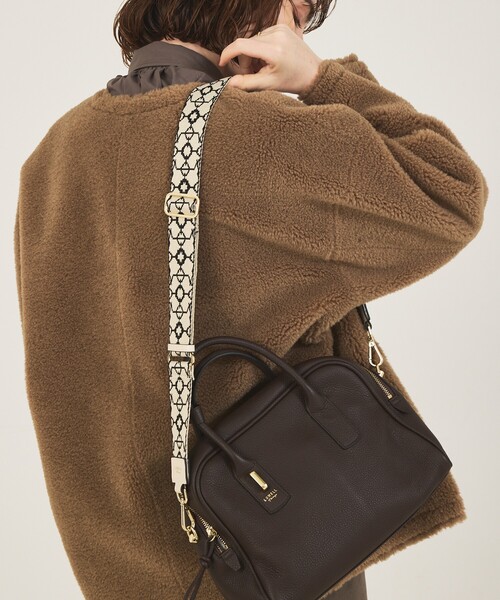 LOWELL things（ロウェル　シングス）の「【単品】テープショルダー/オリジナル柄（ゴールド金具）（ショルダーバッグ・レディース・ネイビー/アイボリー・フリー）」の15枚目の写真