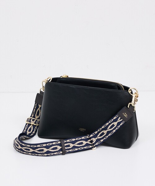 LOWELL things（ロウェル　シングス）の「【単品】テープショルダー/オリジナル柄（ゴールド金具）（ショルダーバッグ・レディース・ネイビー/アイボリー・フリー）」の20枚目の写真