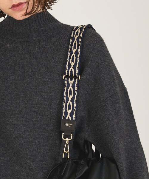 LOWELL things（ロウェル　シングス）の「【単品】テープショルダー/オリジナル柄（ゴールド金具）（ショルダーバッグ・レディース・ネイビー/アイボリー・フリー）」の21枚目の写真