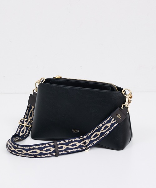 LOWELL things（ロウェル　シングス）の「【単品】テープショルダー/オリジナル柄（ゴールド金具）（ショルダーバッグ・レディース・ネイビー/アイボリー・フリー）」の6枚目の写真