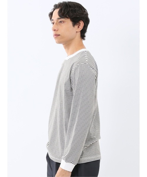 TAKA-Q(タカキュー)の「【綿混】タカキュー マルチボーダー クルーネック 長袖 Tシャツ(Tシャツ/カットソー・メンズ・ブラック/ネイビー/ホワイト/ブラウン・LARGE/X-LARGE/MEDIUM)」の7枚目の写真