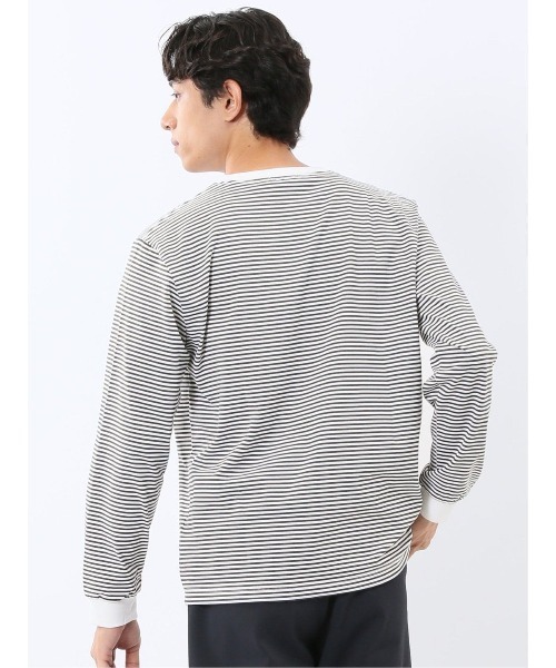 TAKA-Q(タカキュー)の「【綿混】タカキュー マルチボーダー クルーネック 長袖 Tシャツ(Tシャツ/カットソー・メンズ・ブラック/ネイビー/ホワイト/ブラウン・LARGE/X-LARGE/MEDIUM)」の8枚目の写真