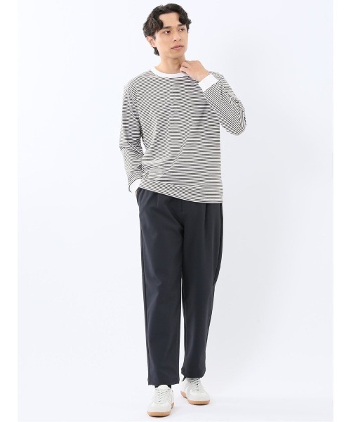 TAKA-Q(タカキュー)の「【綿混】タカキュー マルチボーダー クルーネック 長袖 Tシャツ(Tシャツ/カットソー・メンズ・ブラック/ネイビー/ホワイト/ブラウン・LARGE/X-LARGE/MEDIUM)」の10枚目の写真