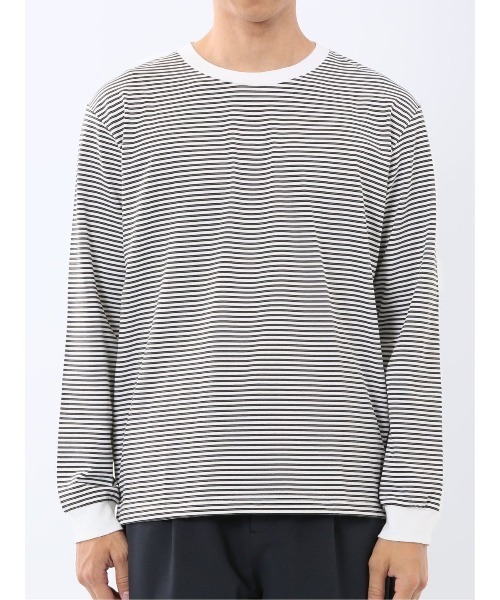 TAKA-Q(タカキュー)の「【綿混】タカキュー マルチボーダー クルーネック 長袖 Tシャツ(Tシャツ/カットソー・メンズ・ブラック/ネイビー/ホワイト/ブラウン・LARGE/X-LARGE/MEDIUM)」の11枚目の写真