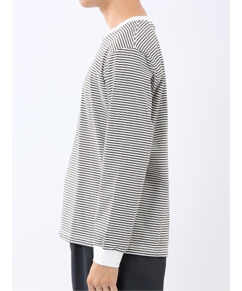 TAKA-Q(タカキュー)の「【綿混】タカキュー マルチボーダー クルーネック 長袖 Tシャツ(Tシャツ/カットソー・メンズ・ブラック/ネイビー/ホワイト/ブラウン・LARGE/X-LARGE/MEDIUM)」の12枚目の写真