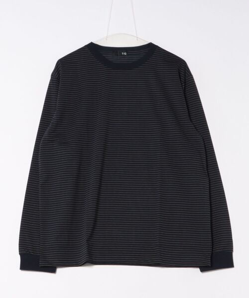 TAKA-Q(タカキュー)の「【綿混】タカキュー マルチボーダー クルーネック 長袖 Tシャツ(Tシャツ/カットソー・メンズ・ブラック/ネイビー/ホワイト/ブラウン・LARGE/X-LARGE/MEDIUM)」の18枚目の写真