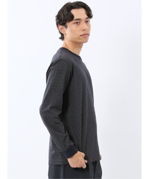 TAKA-Q(タカキュー)の「【綿混】タカキュー マルチボーダー クルーネック 長袖 Tシャツ(Tシャツ/カットソー・メンズ・ブラック/ネイビー/ホワイト/ブラウン・LARGE/X-LARGE/MEDIUM)」の21枚目の写真