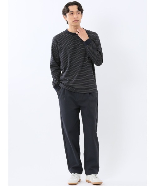 TAKA-Q(タカキュー)の「【綿混】タカキュー マルチボーダー クルーネック 長袖 Tシャツ(Tシャツ/カットソー・メンズ・ブラック/ネイビー/ホワイト/ブラウン・LARGE/X-LARGE/MEDIUM)」の22枚目の写真