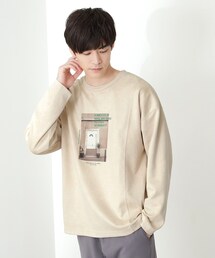 THE SHOP TK  | スエード フォトプリントスウェット 【洗濯機OK】(Tシャツ/カットソー)