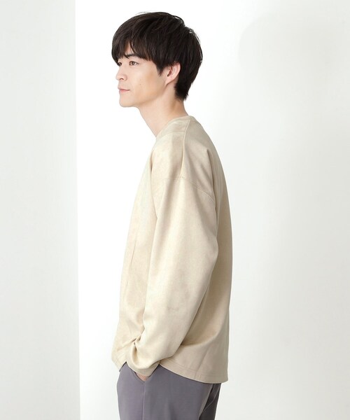 THE SHOP TK （ザ ショップ ティーケー ）の「スエード フォトプリントスウェット 【洗濯機OK】（Tシャツ/カットソー・メンズ・アイボリー系/グレー系その他/アイボリー/ダークグレー・02/03/04）」の5枚目の写真