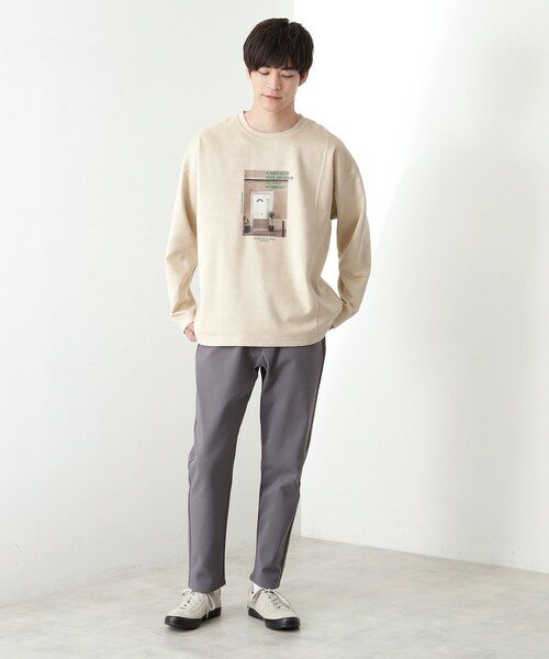 THE SHOP TK （ザ ショップ ティーケー ）の「スエード フォトプリントスウェット 【洗濯機OK】（Tシャツ/カットソー・メンズ・アイボリー系/グレー系その他/アイボリー/ダークグレー・02/03/04）」の7枚目の写真