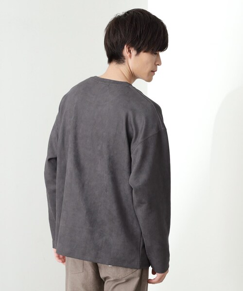 THE SHOP TK （ザ ショップ ティーケー ）の「スエード フォトプリントスウェット 【洗濯機OK】（Tシャツ/カットソー・メンズ・アイボリー系/グレー系その他/アイボリー/ダークグレー・02/03/04）」の10枚目の写真