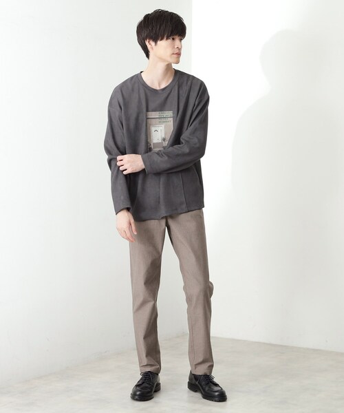 THE SHOP TK （ザ ショップ ティーケー ）の「スエード フォトプリントスウェット 【洗濯機OK】（Tシャツ/カットソー・メンズ・アイボリー系/グレー系その他/アイボリー/ダークグレー・02/03/04）」の11枚目の写真