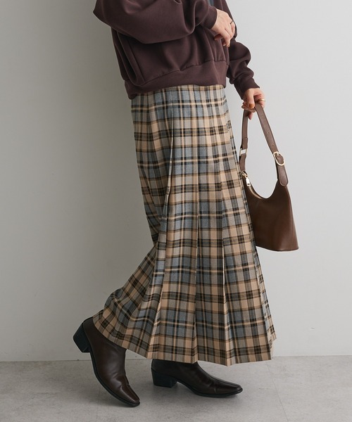 CRAFT STANDARD BOUTIQUE（クラフトスタンダードブティック）の「フロントプリーツスカート◆（スカート・レディース・ブラウン系その他4/ブラウン/グレー系その他3・M/L）」の2枚目の写真