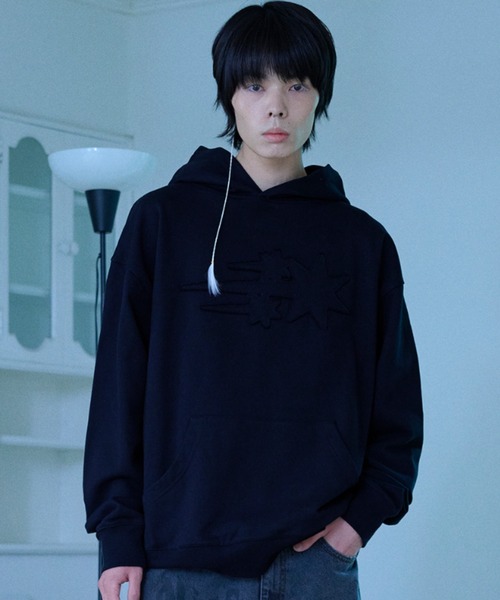 NICE GHOST CLUB（ナイスゴーストクラブ）の「A'GEM/9 × .kom 『NICE GHOST CLUB/ナイスゴーストクラブ』3STAR LOGO HOODIE/スターロゴデザイン プルオーバーパーカー（パーカー・レディース・ネイビー/ブラック/グレー・M）」の2枚目の写真