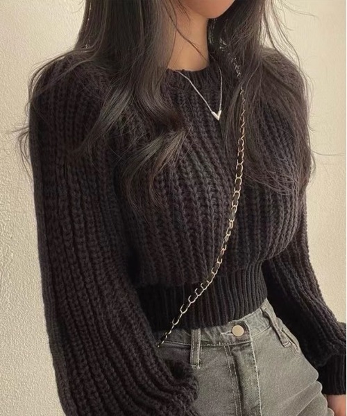 SEN TOKYO（セントーキョー）の「ローゲージクルーネックニット（ニット/セーター・レディース・ブラウン/ホワイト/ブラック/ピンク・FREE）」の3枚目の写真