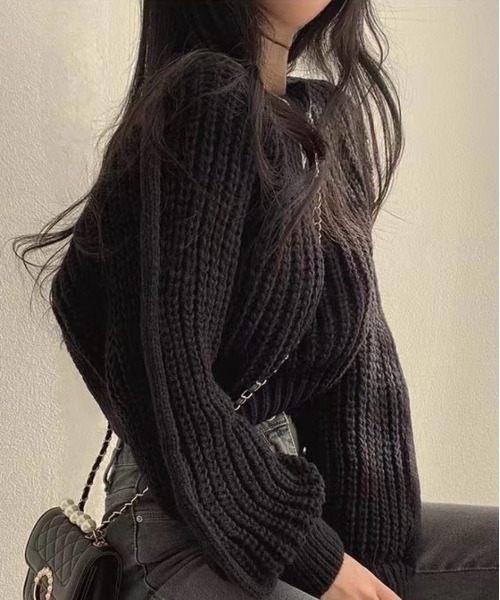 SEN TOKYO（セントーキョー）の「ローゲージクルーネックニット（ニット/セーター・レディース・ブラウン/ホワイト/ブラック/ピンク・FREE）」の8枚目の写真