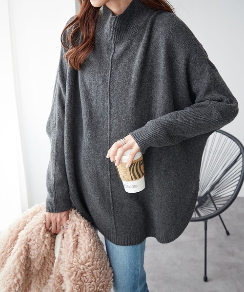 ReDial(リダイアル)の「ロングリブドルマンニット(ニット/セーター・レディース・モカ/チャコール・3L/M/L/LL)」の3枚目の写真
