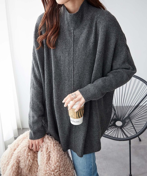 ReDial(リダイアル)の「ロングリブドルマンニット(ニット/セーター・レディース・モカ/チャコール・3L/M/L/LL)」の5枚目の写真