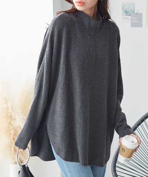 ReDial(リダイアル)の「ロングリブドルマンニット(ニット/セーター・レディース・モカ/チャコール・3L/M/L/LL)」の7枚目の写真