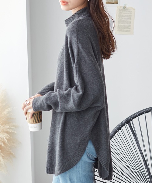 ReDial(リダイアル)の「ロングリブドルマンニット(ニット/セーター・レディース・モカ/チャコール・3L/M/L/LL)」の8枚目の写真