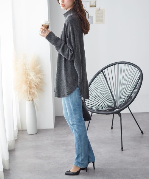 ReDial(リダイアル)の「ロングリブドルマンニット(ニット/セーター・レディース・モカ/チャコール・3L/M/L/LL)」の10枚目の写真