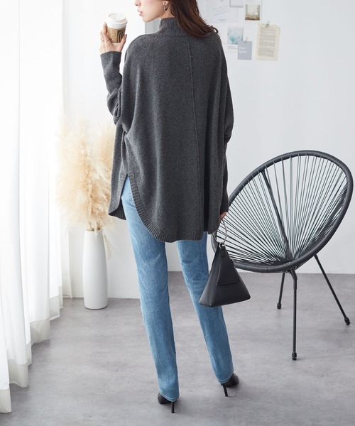 ReDial(リダイアル)の「ロングリブドルマンニット(ニット/セーター・レディース・モカ/チャコール・3L/M/L/LL)」の11枚目の写真