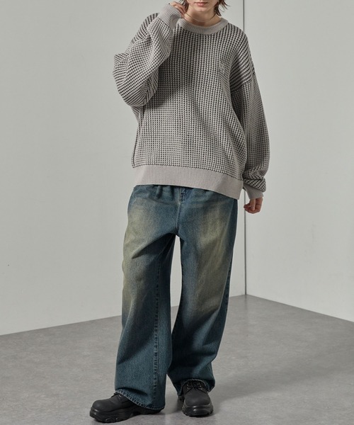 Alfred Alex(アルフレッドアレックス)の「【Alfred Alex】ワンポイントロゴ刺繍オーバーサイズポップコーンニット(ニット/セーター・メンズ・グレー/ワイン/スミクロ・L/M)」の17枚目の写真