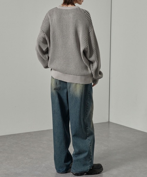Alfred Alex(アルフレッドアレックス)の「【Alfred Alex】ワンポイントロゴ刺繍オーバーサイズポップコーンニット(ニット/セーター・メンズ・グレー/ワイン/スミクロ・L/M)」の21枚目の写真