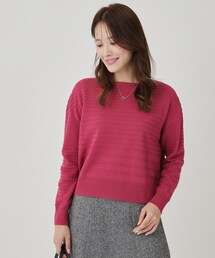 ◆【手洗い可/日本製】地柄ボーダーニット