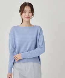 ◆【手洗い可/日本製】地柄ボーダーニット
