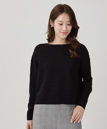 ◆【手洗い可/日本製】地柄ボーダーニット