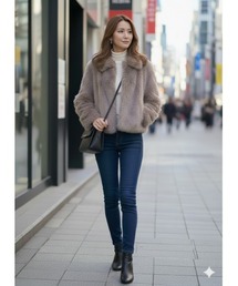 A AMEL（エイメル）の「【リッチな肌触り】フェイクファー ショートブルゾン（ブルゾン）」