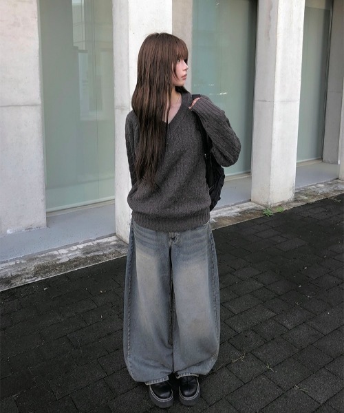 anyonemore(エニワンモア)の「ビンテージウォッシングバルーンワイドデニムパンツ(デニムパンツ・レディース・ブラック/ブルー・SMALL/MEDIUM/LARGE)」の5枚目の写真