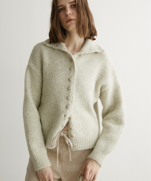 LOSCa（ロスカ）の「ハイネック多ボタンカーディガン/ポシェット付き（ニット/セーター・レディース・モカ/ナチュラル・FREE）」の3枚目の写真