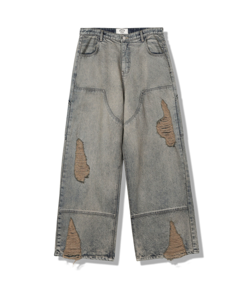 GUBIN（グビン）の「ダブルニクラックウォッシングデニムパンツ（デニムパンツ・レディース・その他・LARGE/SMALL/MEDIUM）」の2枚目の写真