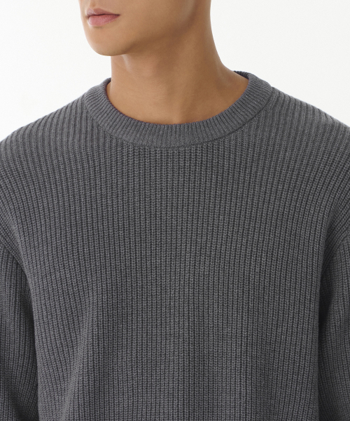 MUSINSA STANDARD（ムシンサスタンダード）の「コットンリブクルーネックニット[グレー]（ニット/セーター・メンズ・その他・SMALL/MEDIUM/LARGE/X-LARGE/XX-LARGE）」の3枚目の写真