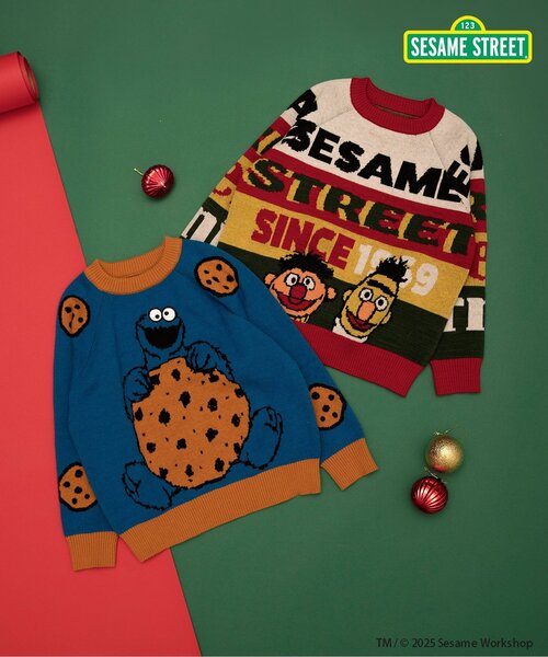 セサミストリート 2色2柄ジャガードセーター（ニット/セーター