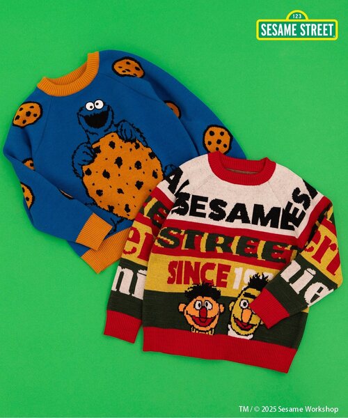 セサミストリート 2色2柄ジャガードセーター（ニット/セーター