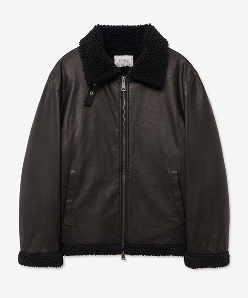 セール】8226 ヴィンテージコーティングレザーウールシアリング