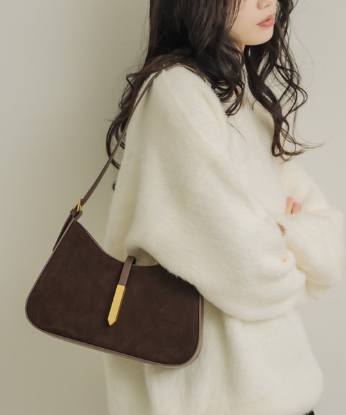 NEUNA(ヌナ)の「ラウンドスエードハンドバッグ(ハンドバッグ・レディース・ブラック/キャメル/ブラウン・FREE)」の1枚目の写真