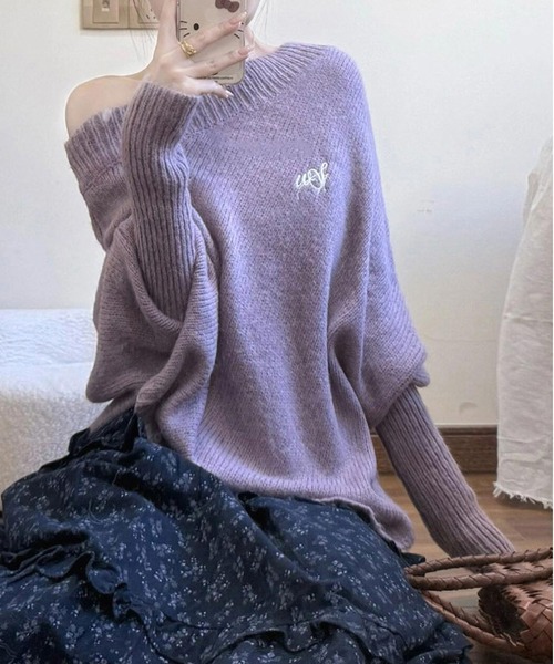 MAISON DE THERESE(メゾン ド テレーズ)の「オフショルダーゆったりニット(ニット/セーター・レディース・Lilac/グレー・FREE)」の9枚目の写真