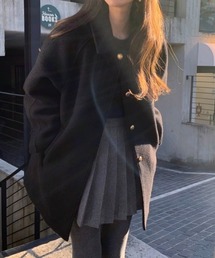 ABITOKYO（アビトーキョー）の「襟付きチュニック丈メルトンコート（ステンカラーコート）」