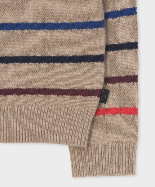 PS Paul Smith(ピーエスポールスミス)の「マルチカラーボーダー ニットポロ / 252416 511Z(ニット/セーター・メンズ・ベージュ・X-LARGE/LARGE/MEDIUM)」の3枚目の写真