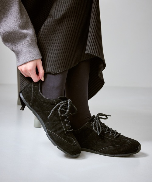 セール】シルバー＆スエードライクフラットスニーカー（スニーカー