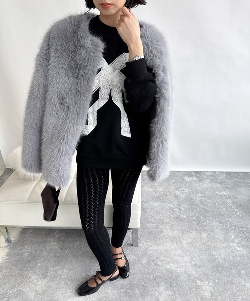 EDIT. FOR LULU（エディットフォールル）の「【GHOSPELL/ゴスペル】Rylee Faux Fur Coat（その他アウター・レディース・チャコールグレー・FREE）」の5枚目の写真