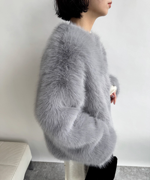 EDIT. FOR LULU（エディットフォールル）の「【GHOSPELL/ゴスペル】Rylee Faux Fur Coat（その他アウター・レディース・チャコールグレー・FREE）」の7枚目の写真