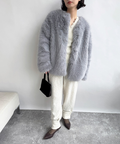 EDIT. FOR LULU（エディットフォールル）の「【GHOSPELL/ゴスペル】Rylee Faux Fur Coat（その他アウター・レディース・チャコールグレー・FREE）」の9枚目の写真