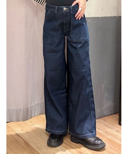 SOMETHING(サムシング)の「SOMETHING(サムシング)【レディース】「BODYFIRE」ベイカーワイドパンツ(デニムパンツ・レディース・ダークインディゴブルー・XS/S/M/L)」の1枚目の写真