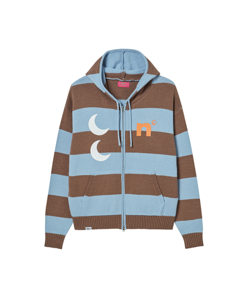 NYXX（エヌワイエックスエックス）の「STRIPE KNIT ZIP-UP HOODIE BLUE（パーカー・レディース・その他・F）」の2枚目の写真